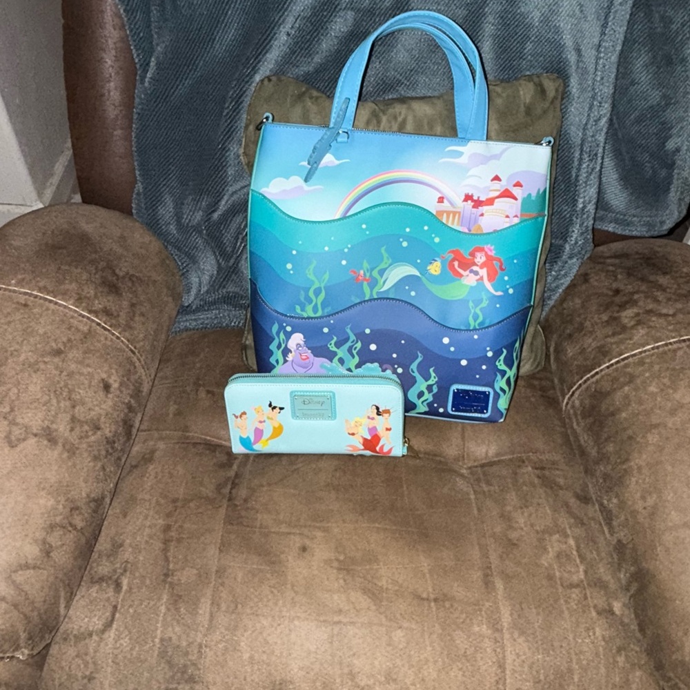 Disney Ariel Ocean Blue Tote and Wallet